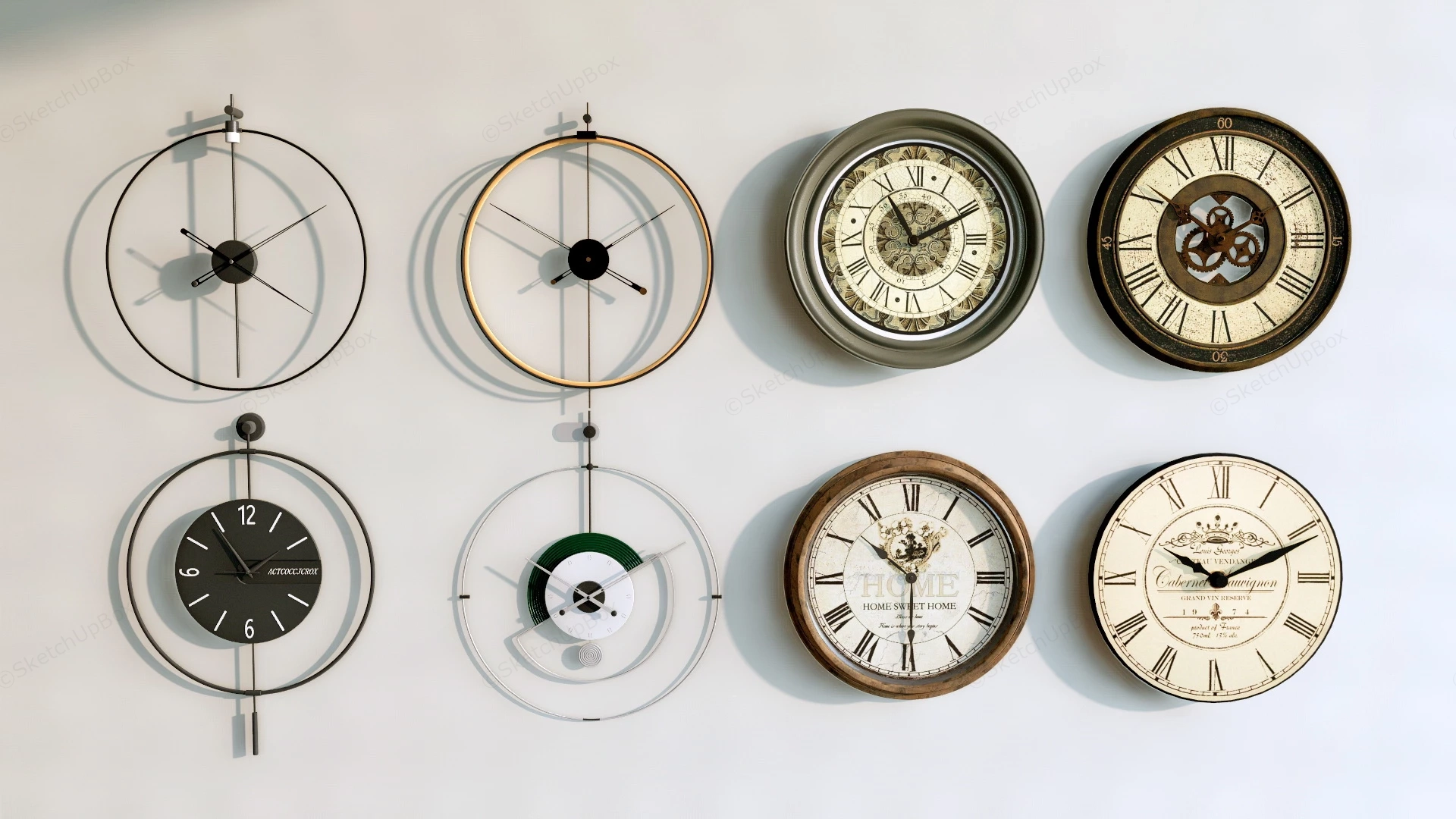 Decorative Wall Clocks sketchup model preview - SketchupBox