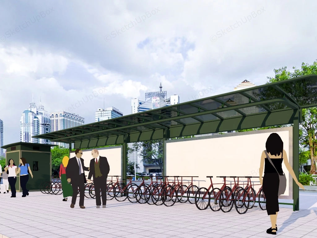 Urban Bike Shelter sketchup model preview - SketchupBox