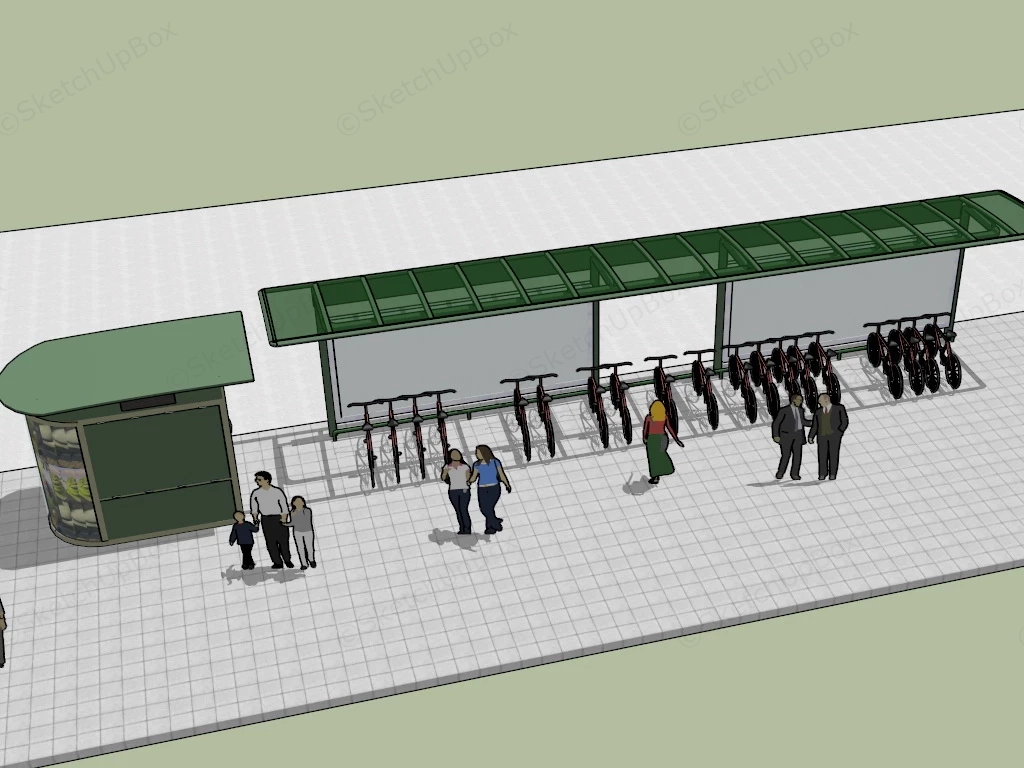 Urban Bike Shelter sketchup model preview - SketchupBox