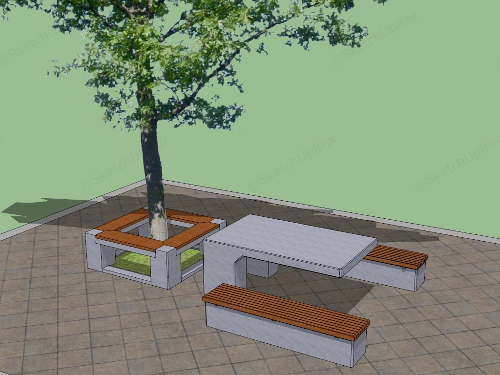 Park Tree Bench sketchup model preview - SketchupBox