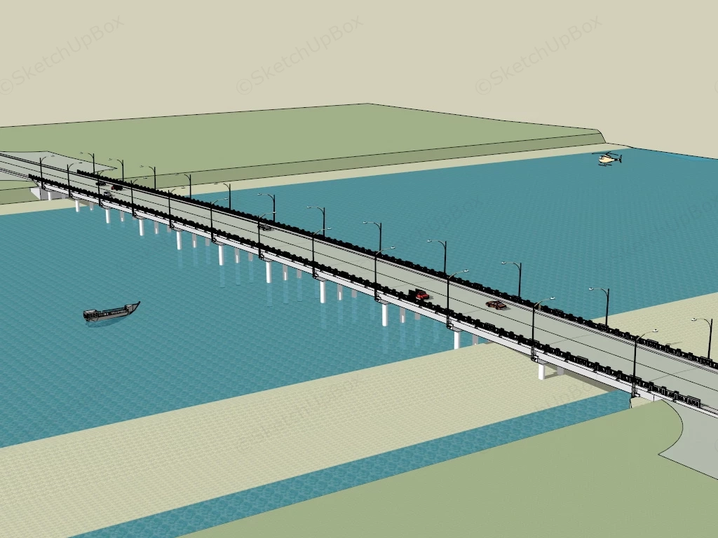 Modern River Bridge sketchup model preview - SketchupBox