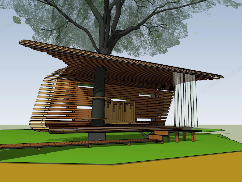 Tree Platform Deck With Canopy sketchup model preview - SketchupBox