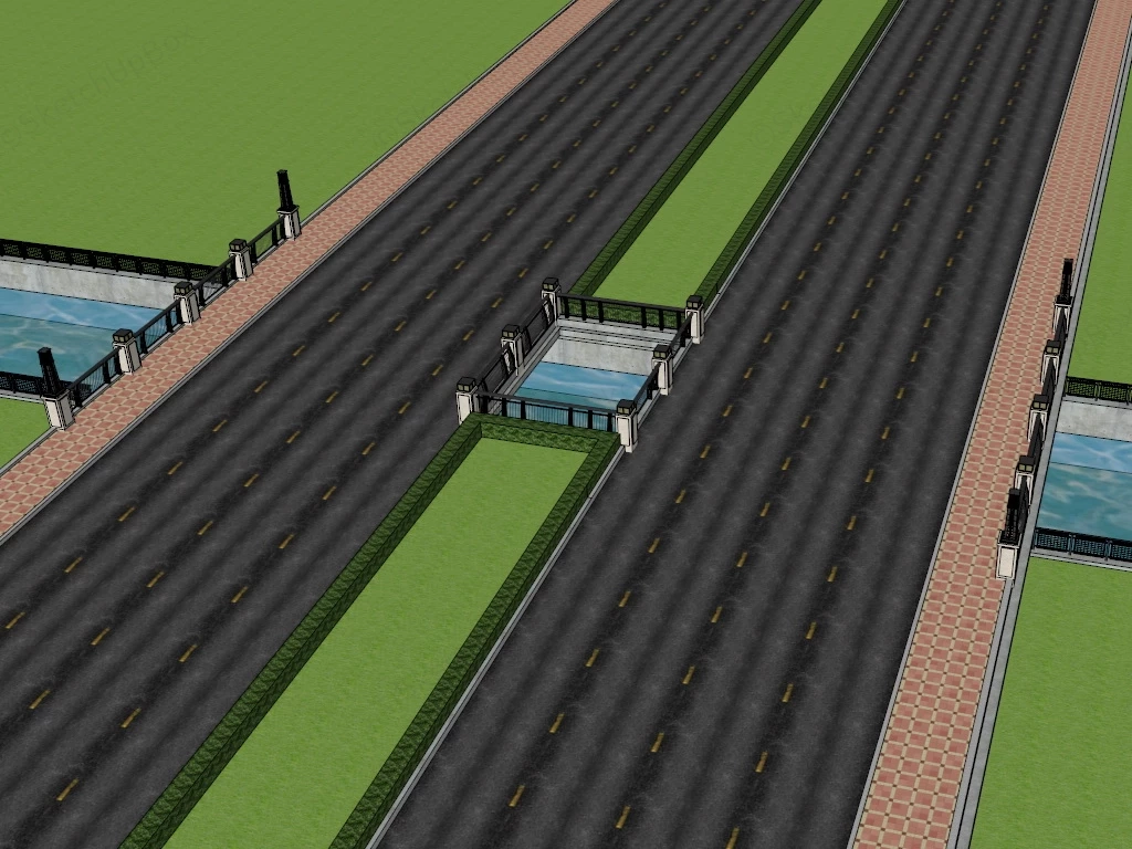 Two Lane Road Over Bridge sketchup model preview - SketchupBox