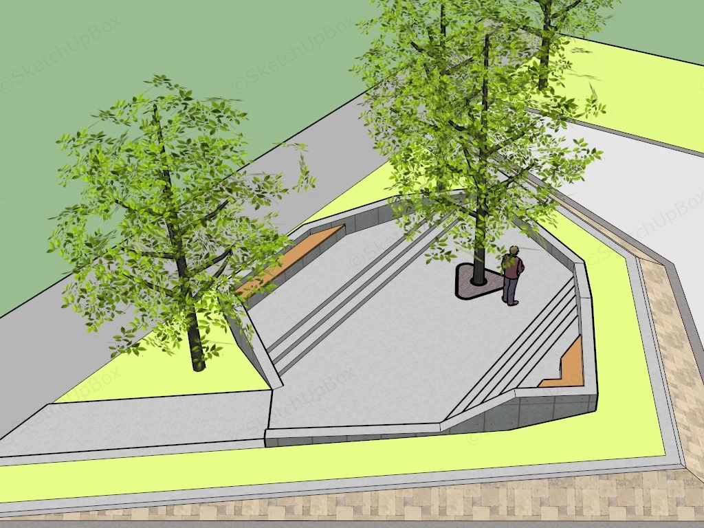 Concrete Park Bench sketchup model preview - SketchupBox