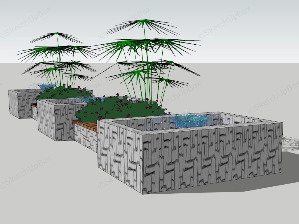 Fountain With Bench sketchup model preview - SketchupBox