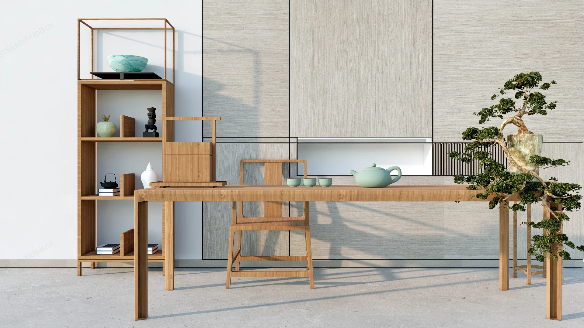 Chinese Tea Room Furniture sketchup model preview - SketchupBox