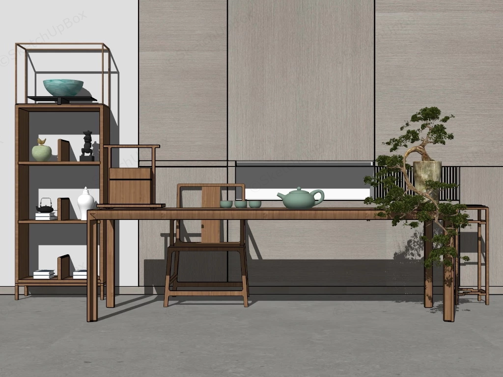 Chinese Tea Room Furniture sketchup model preview - SketchupBox