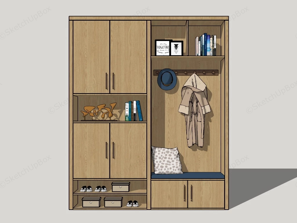 Entryway Storage Cabinet With Bench sketchup model preview - SketchupBox