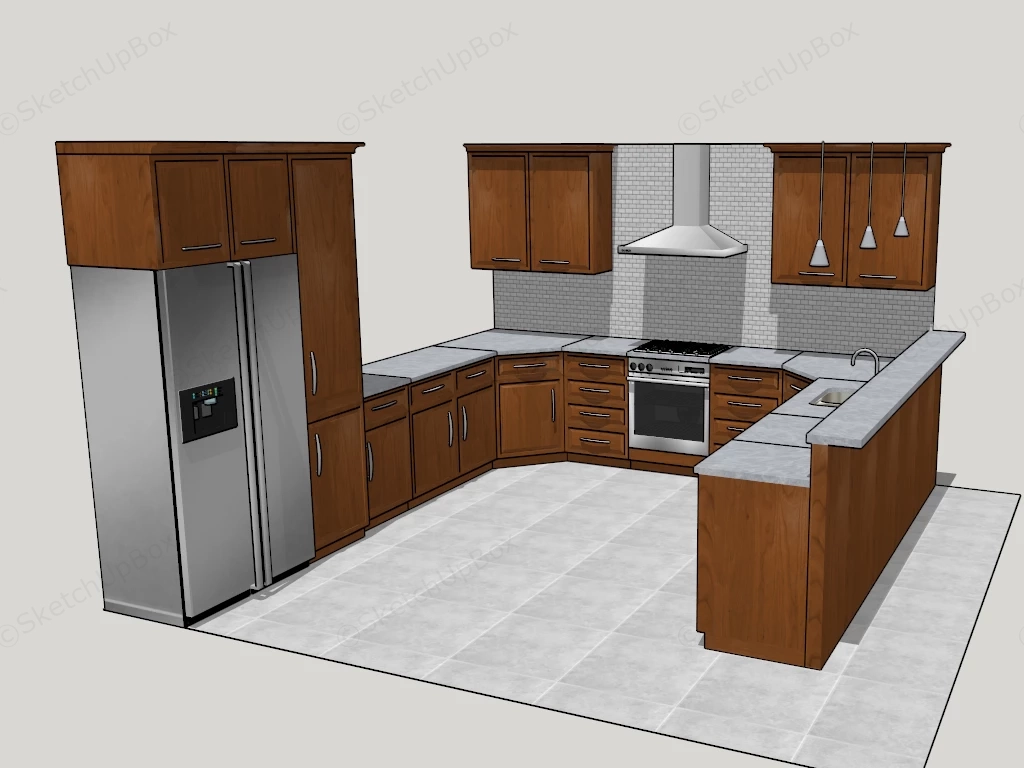Traditional Wood Kitchen Cabinets sketchup model preview - SketchupBox