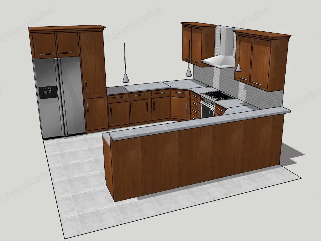 Traditional Wood Kitchen Cabinets sketchup model preview - SketchupBox