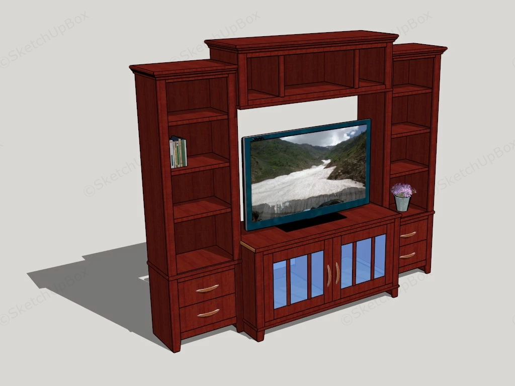 Classic TV Wall Unit Entertainment Center sketchup model preview - SketchupBox