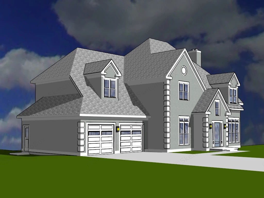 Traditional Craftsman House sketchup model preview - SketchupBox