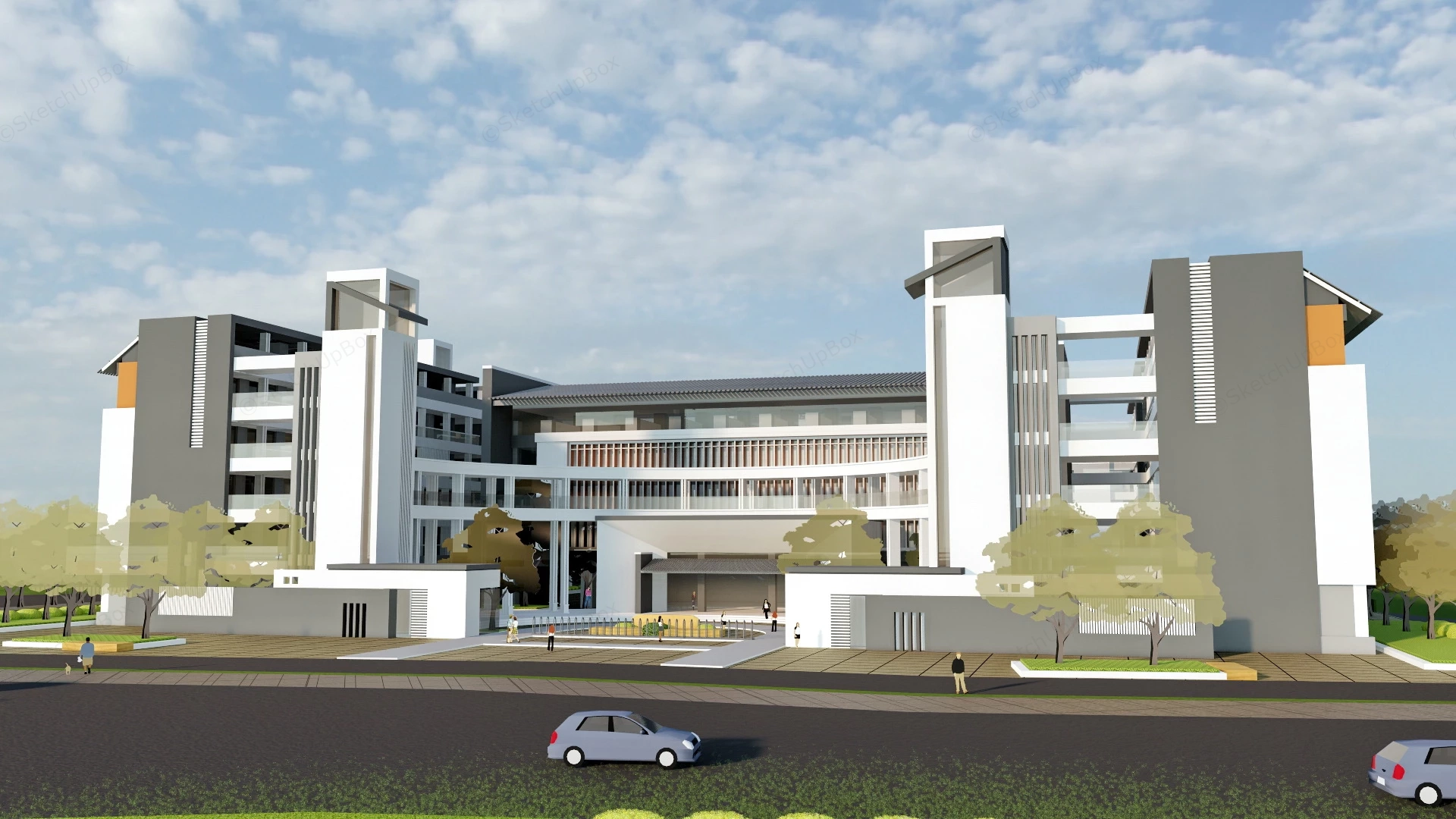 Secondary School Building Plan sketchup model preview - SketchupBox