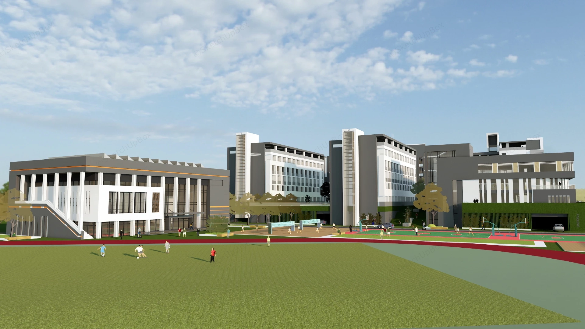 Secondary School Building Plan sketchup model preview - SketchupBox
