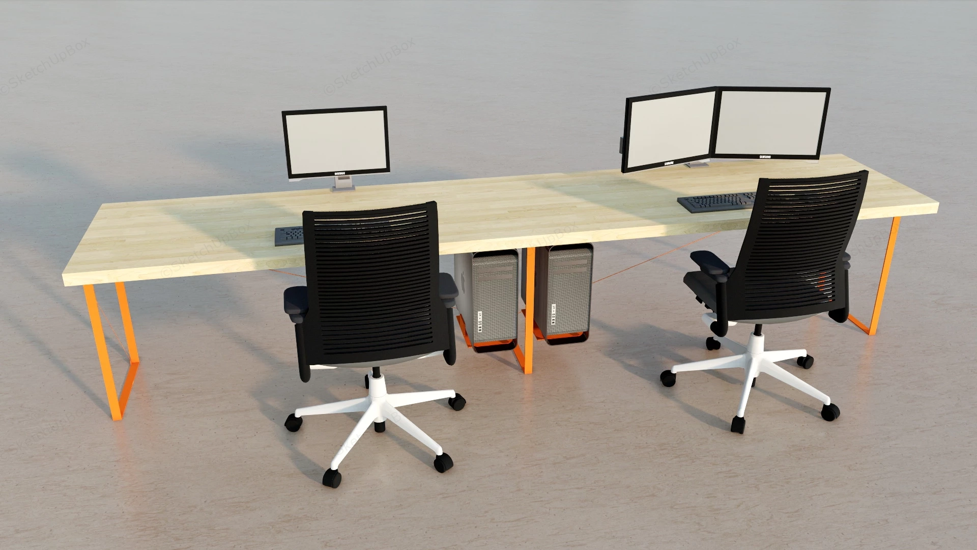 Modern Office Workstation Desks sketchup model preview - SketchupBox