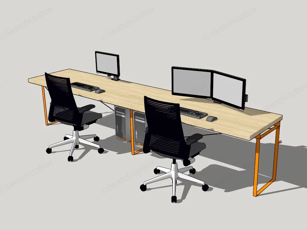 Modern Office Workstation Desks sketchup model preview - SketchupBox