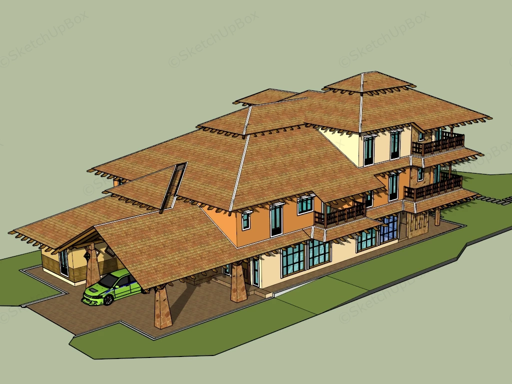 South Asian House sketchup model preview - SketchupBox