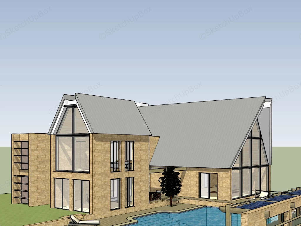 Small Spanish Style House sketchup model preview - SketchupBox