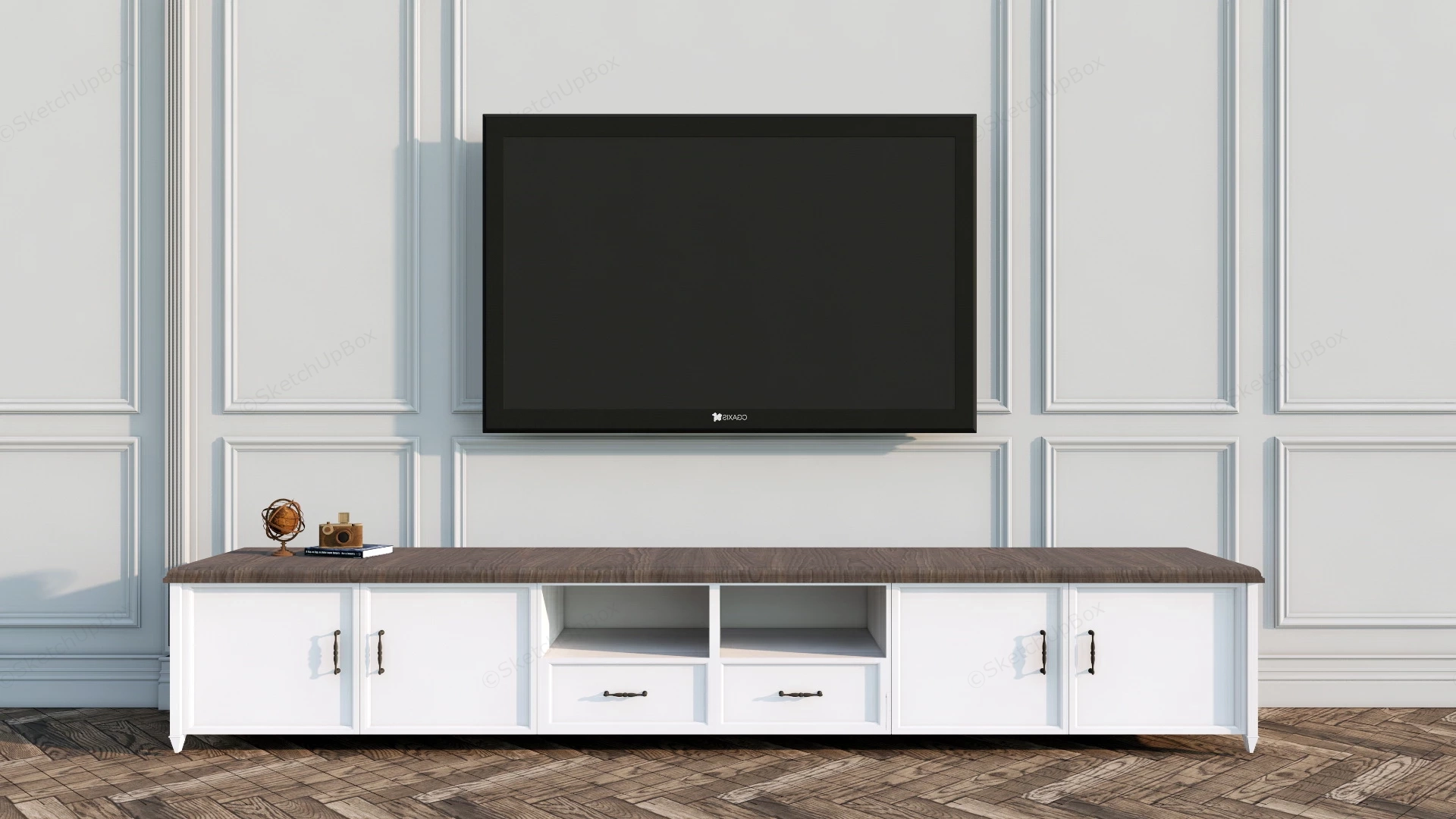 American Style TV Stand sketchup model preview - SketchupBox