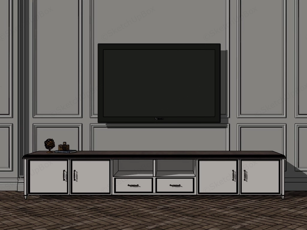 American Style TV Stand sketchup model preview - SketchupBox
