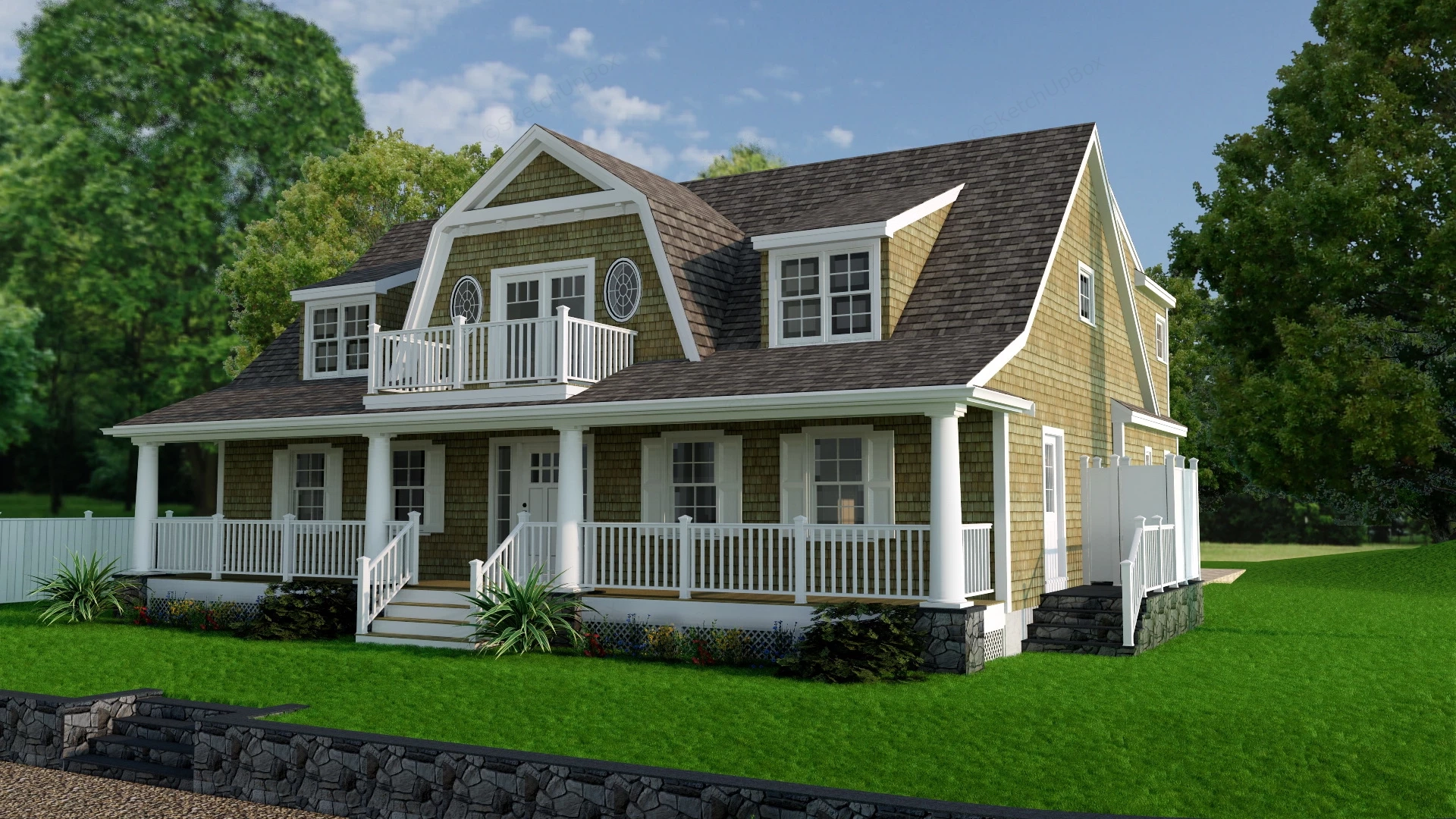 Modern American Farmhouse sketchup model preview - SketchupBox