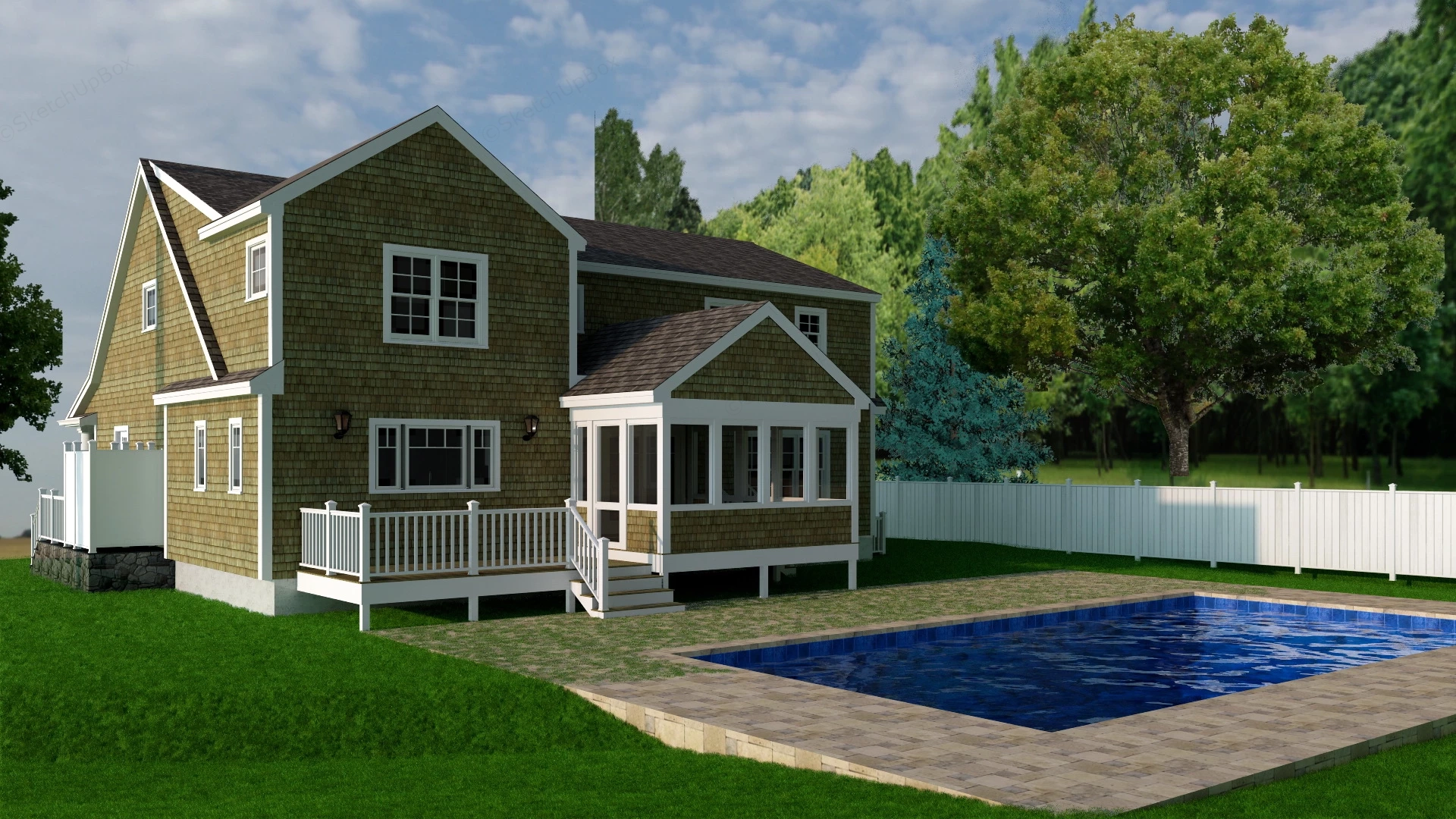 Modern American Farmhouse sketchup model preview - SketchupBox