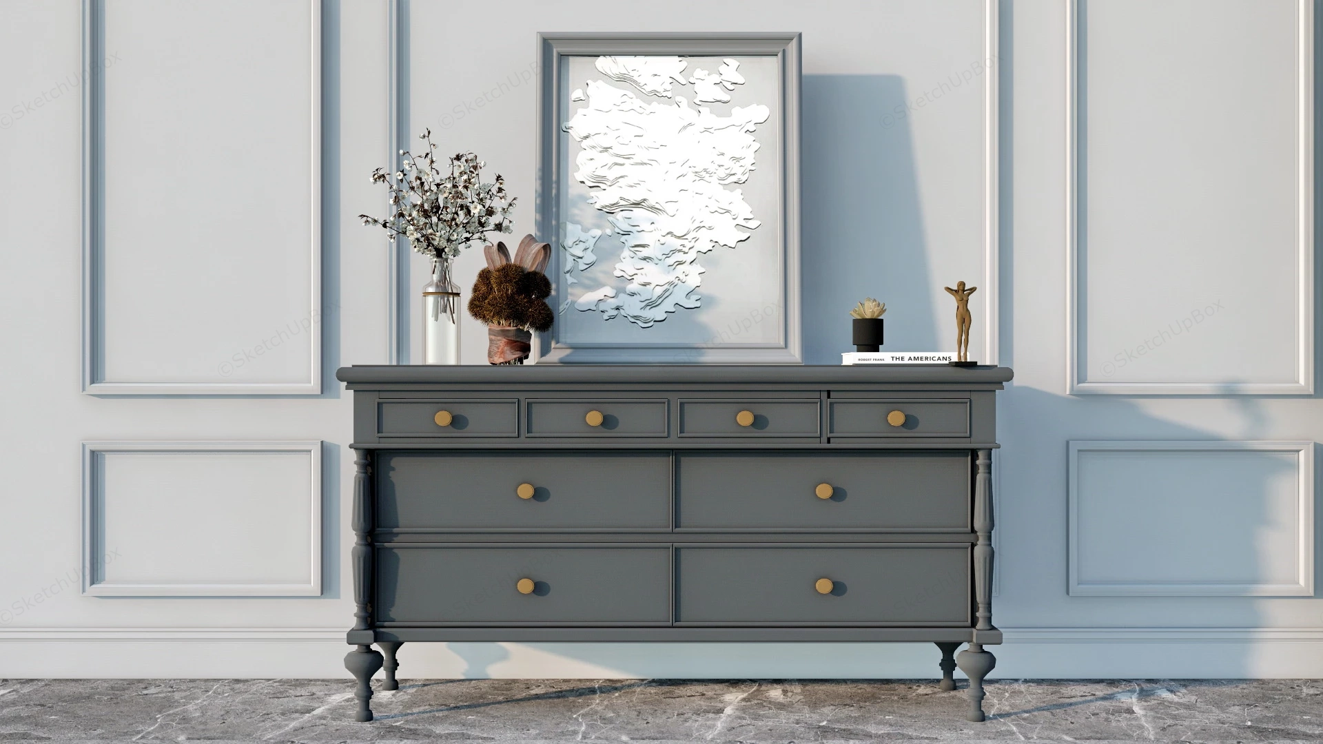 Vintage Accent Cabinet sketchup model preview - SketchupBox