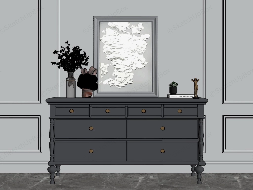 Vintage Accent Cabinet sketchup model preview - SketchupBox