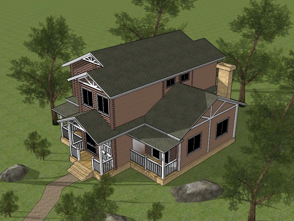 Traditional Farmhouse sketchup model preview - SketchupBox
