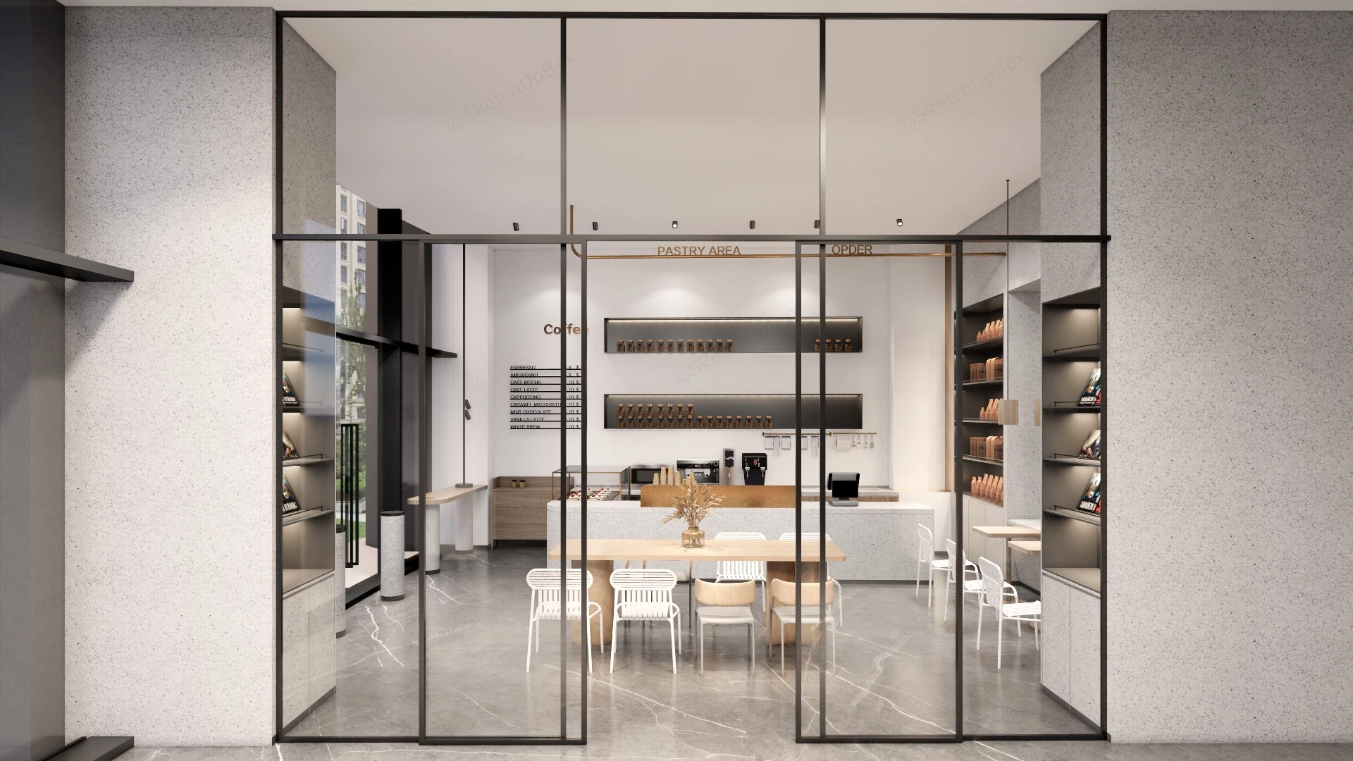 Modern Cozy Coffee Shop sketchup model preview - SketchupBox