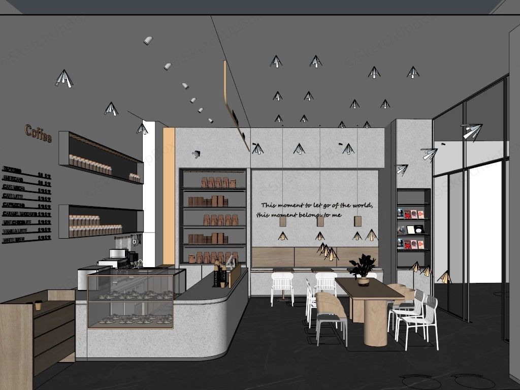 Modern Cozy Coffee Shop sketchup model preview - SketchupBox