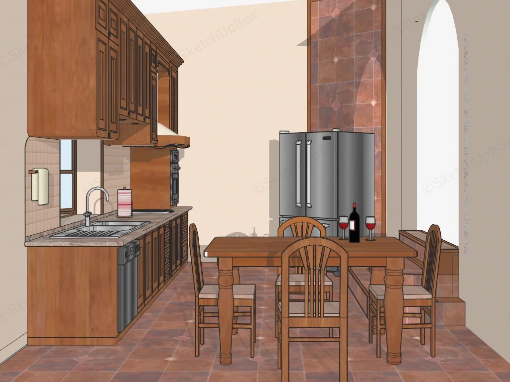 Small Traditional Kitchen sketchup model preview - SketchupBox