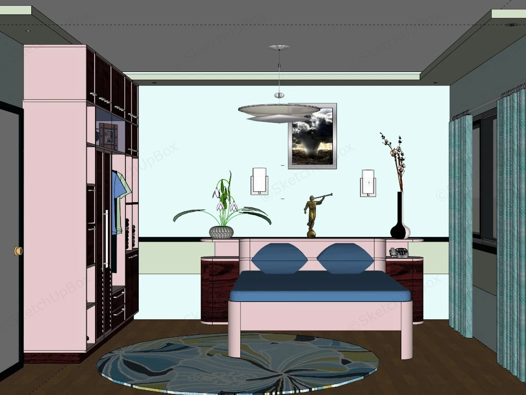 Green And Pink Bedroom sketchup model preview - SketchupBox
