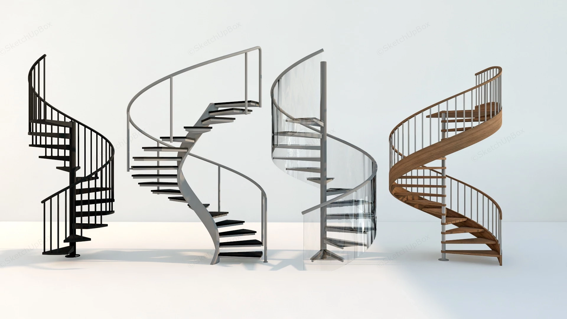 Indoor Spiral Staircase Design sketchup model preview - SketchupBox