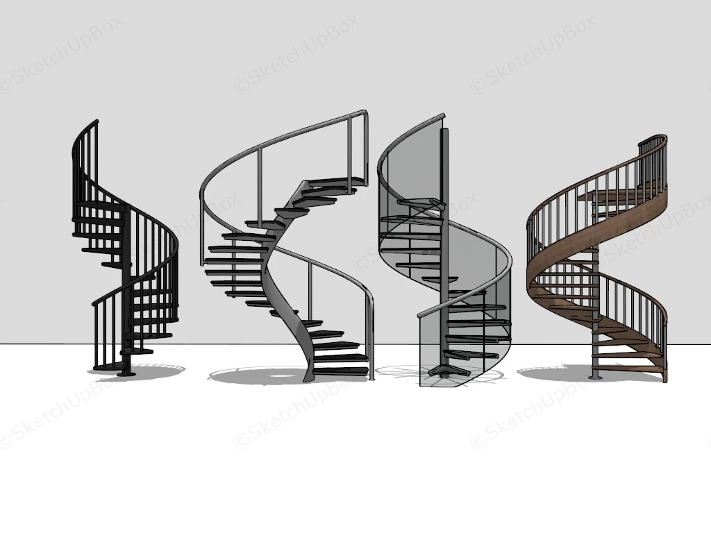 Indoor Spiral Staircase Design sketchup model preview - SketchupBox
