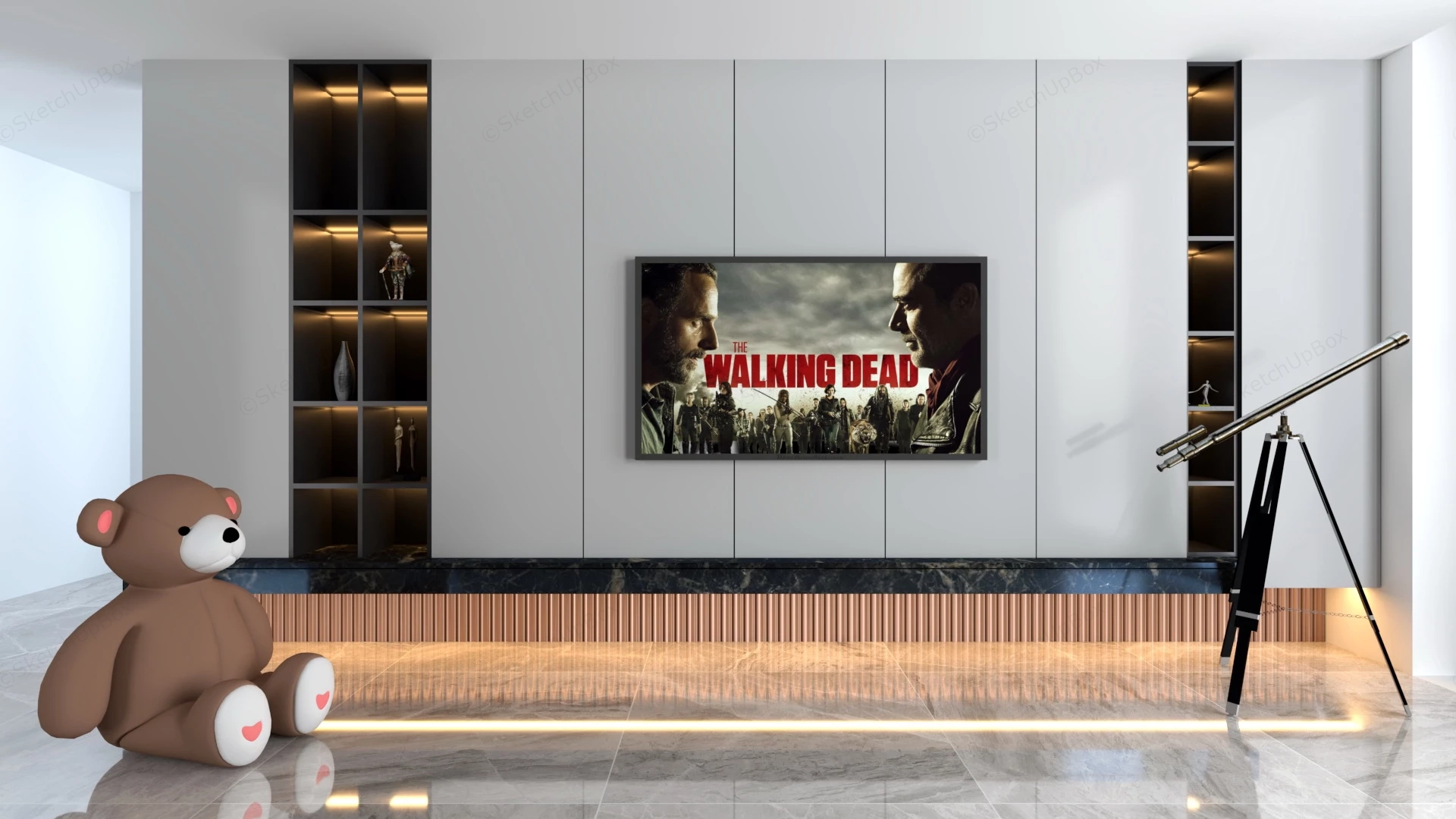 Modern TV Wall Design Idea sketchup model preview - SketchupBox