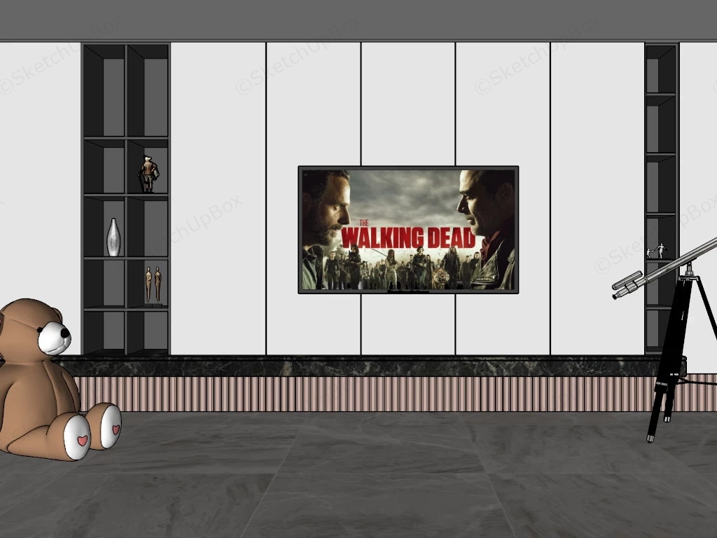 Modern TV Wall Design Idea sketchup model preview - SketchupBox