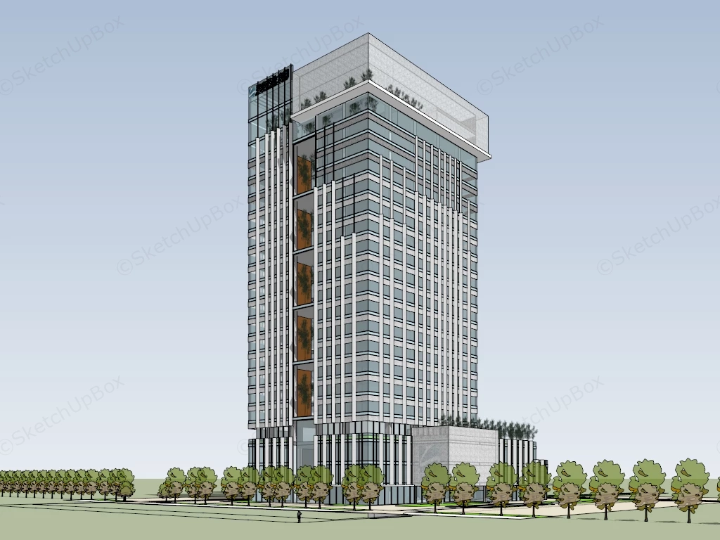 Office Building Architecture Facade Design sketchup model preview - SketchupBox