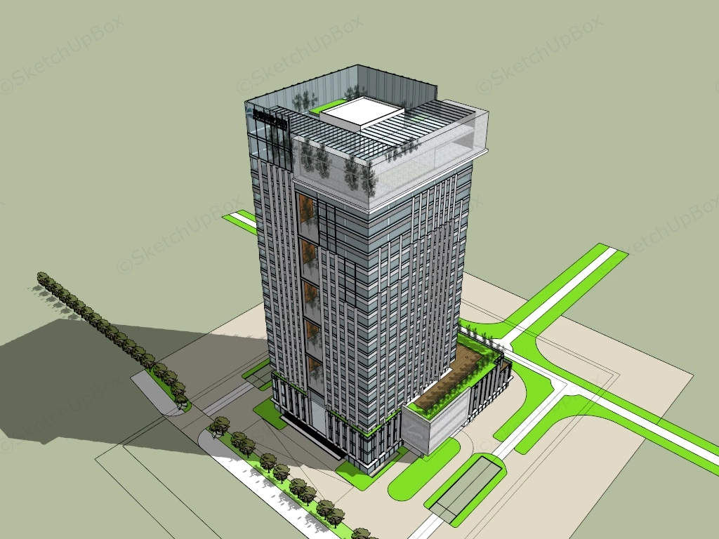 Office Building Architecture Facade Design sketchup model preview - SketchupBox