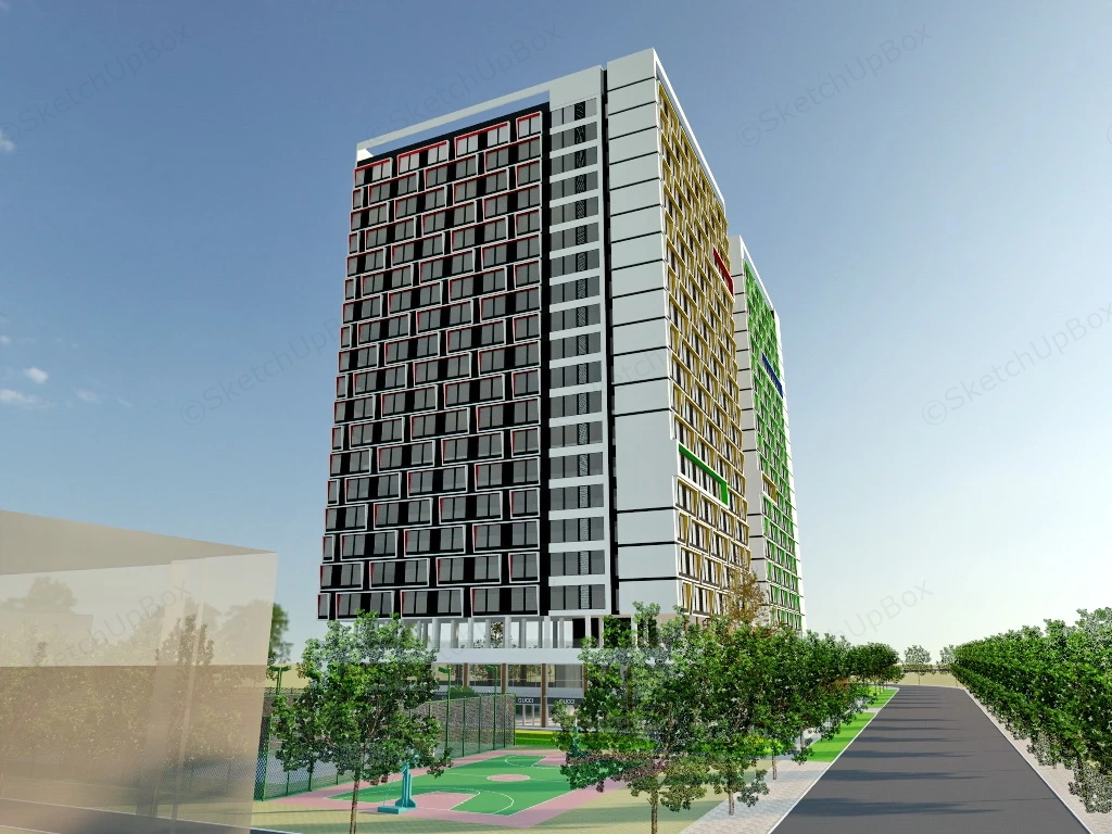 Modern Apartment Facade Design sketchup model preview - SketchupBox