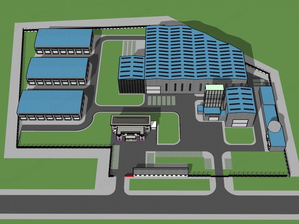 Modern Industrial Factory Buildings sketchup model preview - SketchupBox