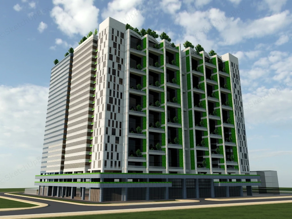 Modern Apartment Exterior Design sketchup model preview - SketchupBox