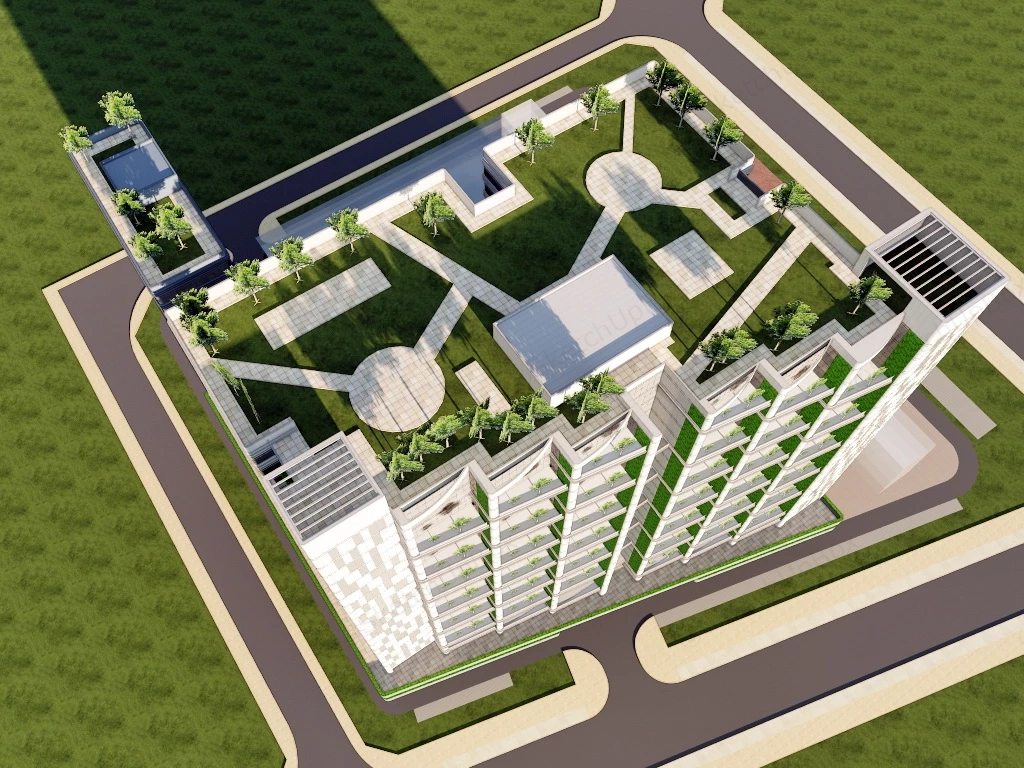 Modern Apartment Exterior Design sketchup model preview - SketchupBox