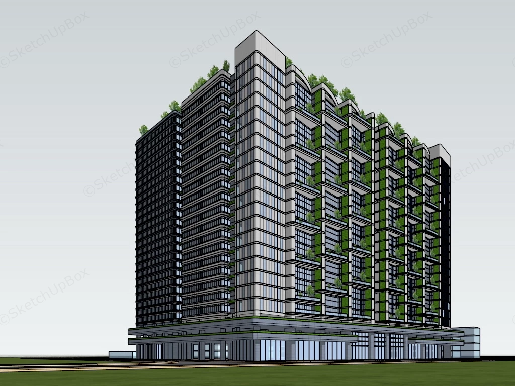 Modern Apartment Exterior Design sketchup model preview - SketchupBox