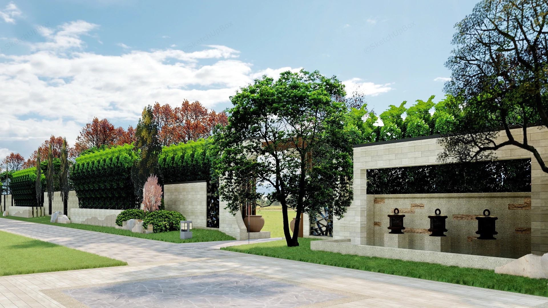 Outdoor Garden Wall Idea sketchup model preview - SketchupBox