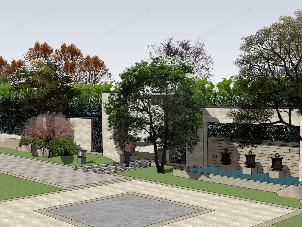 Outdoor Garden Wall Idea sketchup model preview - SketchupBox