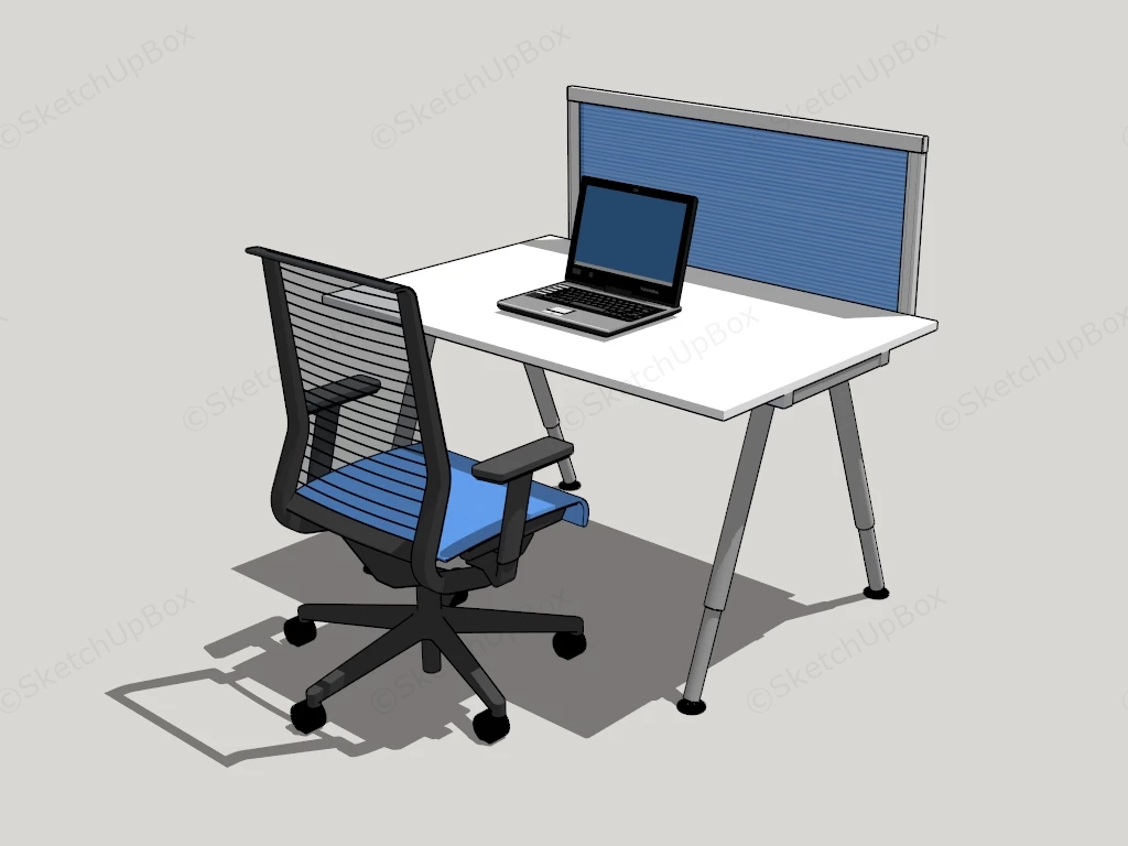 Small Office Desk And Chair Set sketchup model preview - SketchupBox