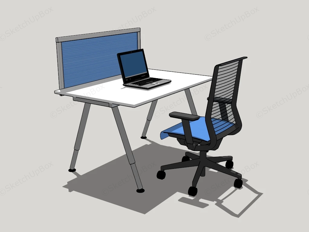 Small Office Desk And Chair Set sketchup model preview - SketchupBox