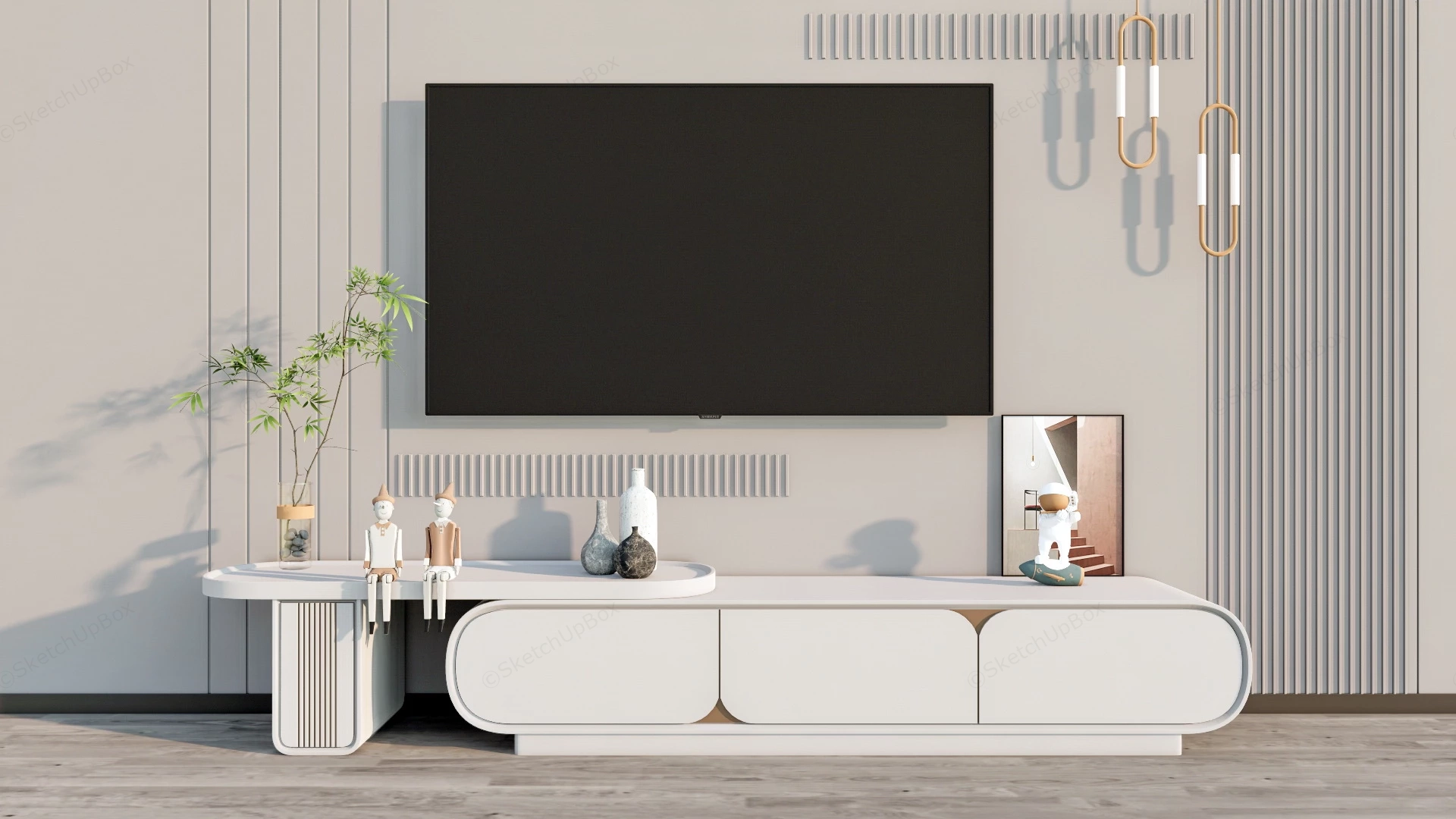 Modern TV Wall Design Idea sketchup model preview - SketchupBox