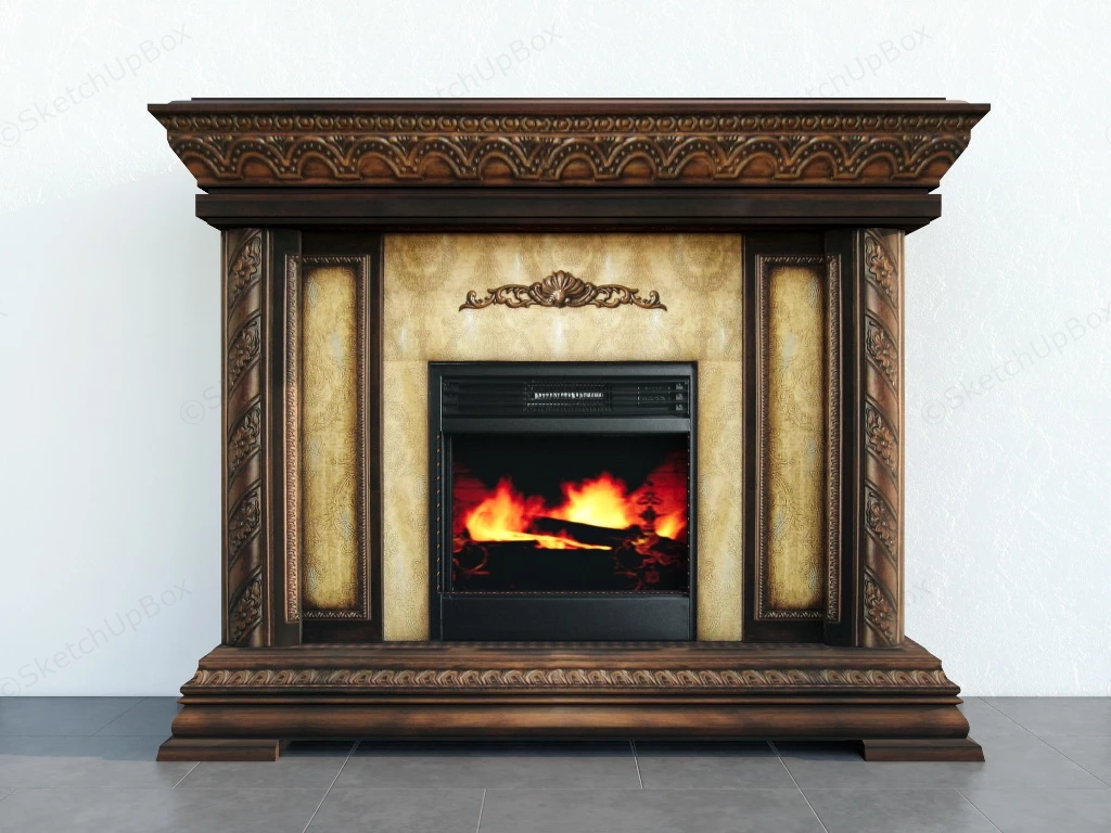 Vintage Electric Fireplace sketchup model preview - SketchupBox